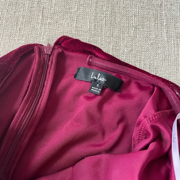 Power of Love Wine Red Velvet Strapless Jumpsuit in size small - Picture 3 of 3